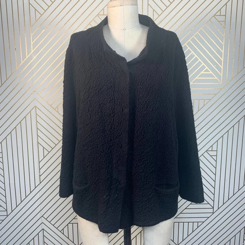 Eileen‎ Fisher Black Persian Cotton Crinkle Jacket
